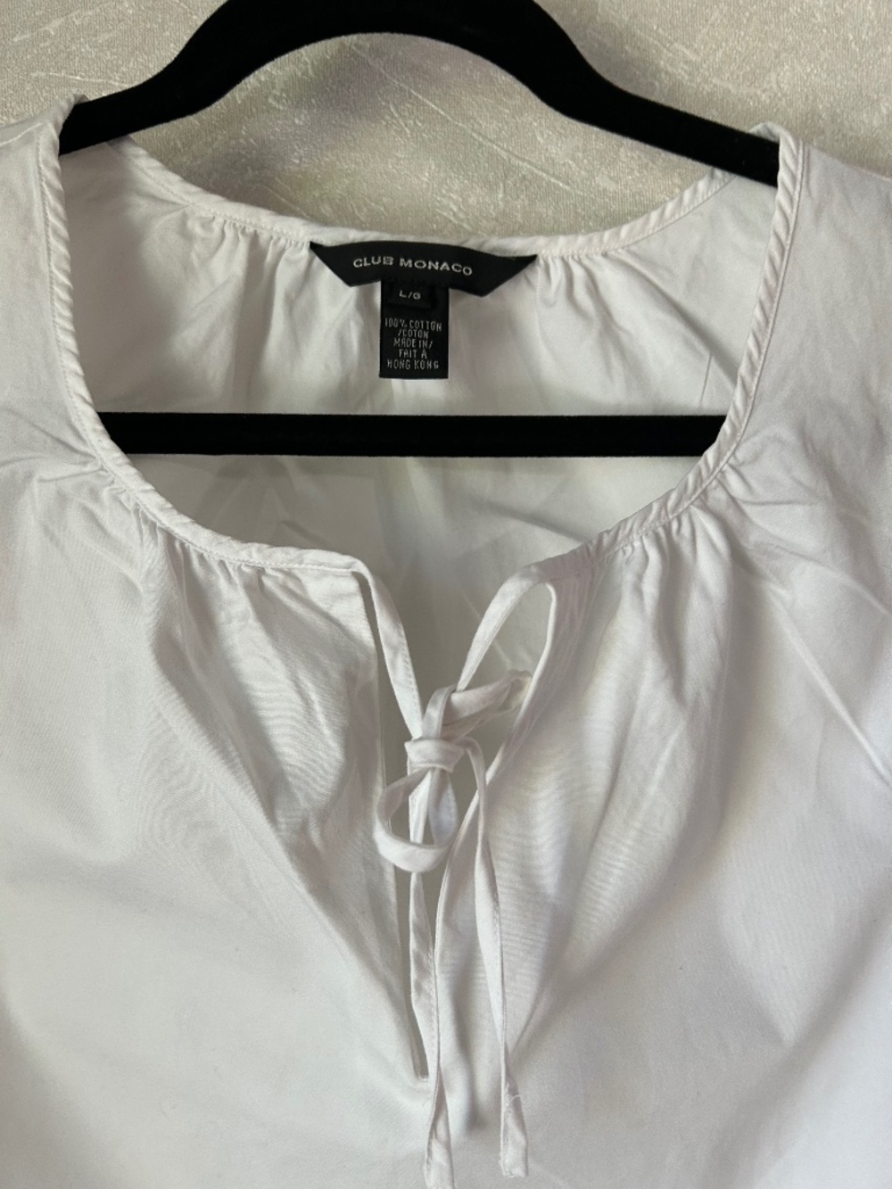 Club Monaco White Sleeveless Tie-Front Cotton Blouse - Size L - Picture 2 of 4